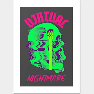 Virtual Nightmare Glitch Skull Posters and Art